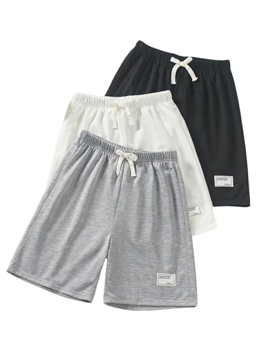 RoseSeek Pacote com 3 shorts de corrida para meninas com nó elástico na cintura e perna larga, Multi