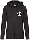Urban Backwoods Skull Wheel Insignia Sudadera con Capucha Y Cremallera para Mujer Zipper Hoodie Negro Talla M