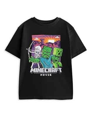 Minecraft Camiseta gráfica para niños con opciones de videojuegos, personajes temáticos, cuello redondo, manga corta, de ajuste holgado, 5-6 años | Ya disponible en tu tienda friki favorita! En mundofriki.es!