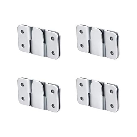 Flush Mount Brackets, Concealed Headboard Wall Fixings Brackets, Stainless Steel Heavy Duty Picture Hanging, Wall Mount Interlocking Z Clip Hook for Pictures, Mirrors Frames Hanging (Large-4 Pairs) Cover
