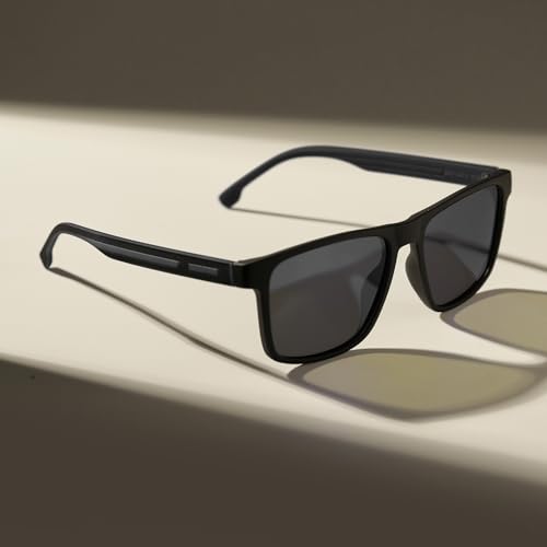 Image of Polarized Sunglasses for Mens Womens - Lightweight Matte Finish Sun Glasses,Line Patterned Sunglass