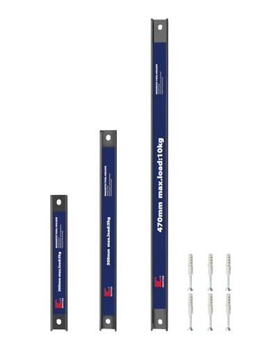 ROTATION Magnetic Tool Holder Set, 18.5”/11.8”/7.8”, 3-Piece Multi-Size Workshop Garage Kitchen Organizer, Heavy Duty Magnet Strips with Mounting Hardware