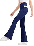Haloumoning Mädchen Flare Leggings mit Tasche,Dunkelblau,11-12 Jahre