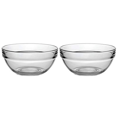Qualimate Glass Bowl for Serving Mixing Stackable Microwave Safe Oven Bowls Set of 2, 1135 ml