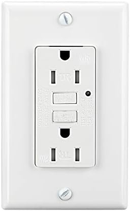 LEOD 15Amp 125Volt Tamper Resistant & Weather Resistant GFCI Outlet, One TR&WR GFCI Outlet with 2 Types Wall Plates+Blue LED Indicator, White, ETL Listed (1 Pack)
