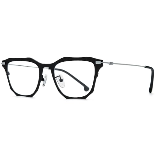 Image of FONEX Pure Titanium Glasses Frame Men Square Magnet Clip On Eyeglasses with Polarized Lens