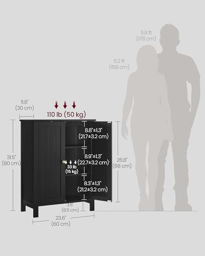 Image of VASAGLE Bathroom Floor Storage Cabinet,2 Adjustable Shelves,Ink Black | Bathroom Storage Unit, 23.6 inchL x 23.6 inchW x 31.5 inchH, HELAN Collection UBCB060B01