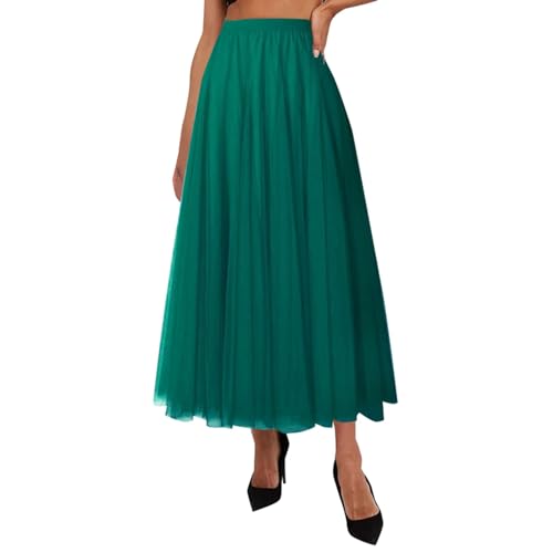 YCBMINGCAN Gonna lunga da donna in tulle, plissettata, maxi gonna