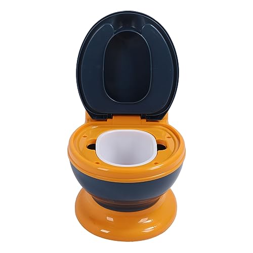 Baby Kid Potty Entrenamiento Bodette con Protección contra Salpicador Alto Respaldo para Almohadilla con Accesorios para Facilitar y Limpiar (Azul y amarillo)