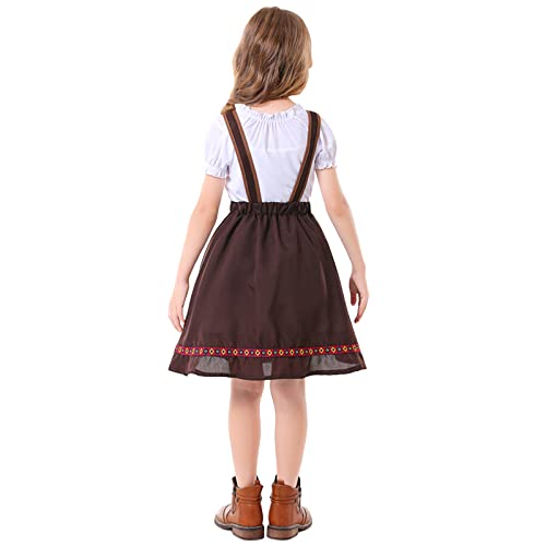 Vohawsa Kids Girls Oktoberfest Costume Outfit Matching Dress Beer Costume Dress Halloween Maid Cosplay Dress Women And Daughter (Khaki White Kid, S) #TOP4