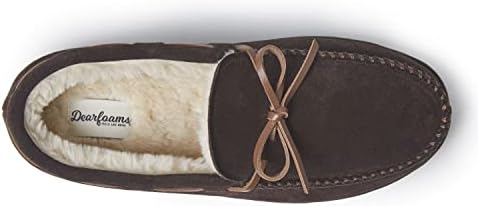 Dearfoams Hudson Genuine Suede Memory Foam Moccasin with Tie Slipper | Image 3