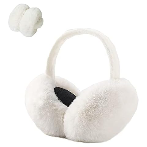 Norhogo Winter Ear Warmers Earmuffs Winter Accessories Warm Fluffy Plush Foldable for Cold Weather Outdoor Skiing Running Ears Covers Protector from Wind Cold Fashion Gift (White) Cover