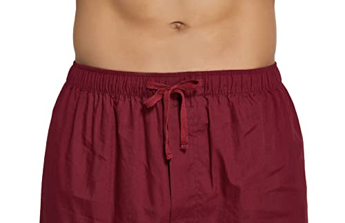 TONY AND CANDICE Mens Cotton Pajamas Short Sleeve Pajama Set Woven Sleepwear Loungewear Nightwear (Burgundy with White Piping, X-Large)
