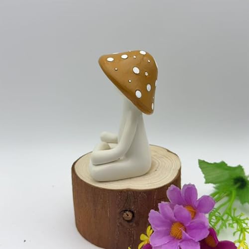 Statue de fée méditation zen et champignon miniature pour coin relaxant - 4