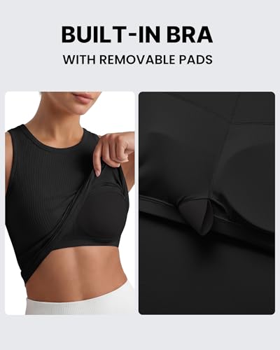 Image of G4Free Workout Tank Tops for Women Slim Fitted Racerback Ribbed Athletic Gym Yoga Tanks Summer Casual