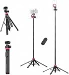 ULANZI MT-44M 59" Auto Open Magnetic Phone Tripod Dual Positon avec télécommande pour MagSafe, Selfie Stick Tripod Stand pour iPhone & Caméra pour Vlog/Live/Travel