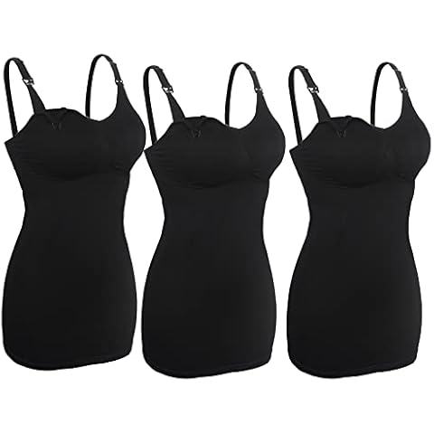 iloveSIA 3Pcs Women's Maternity Nursing Tank Tops for Breastfeeding, Maternity Cami with Built in Bra Sleep Bra, Adjustable Straps Black+Black+Black Size XL Fit 38BC 36CD 40AB Cover