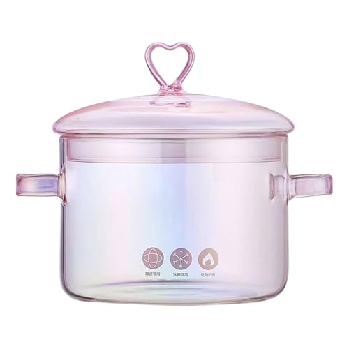 # Pentola in vetro borosilicato, trasparente, per stufato a induzione, perfetta per brodo, tè e piccoli pasti (rosa, taglia unica)