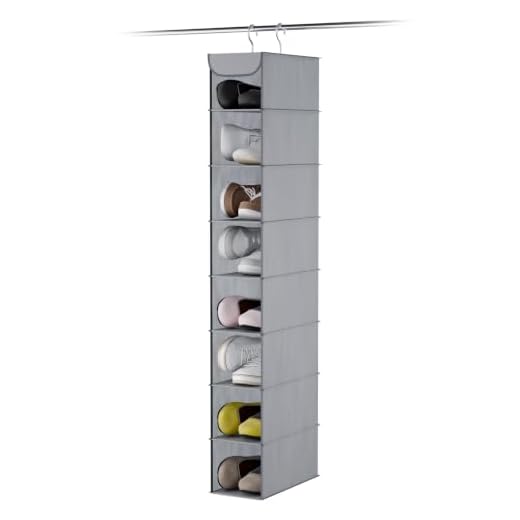Whitmor Hanging Shoe Shelves - 8 Section - Closet Organizer - Grey