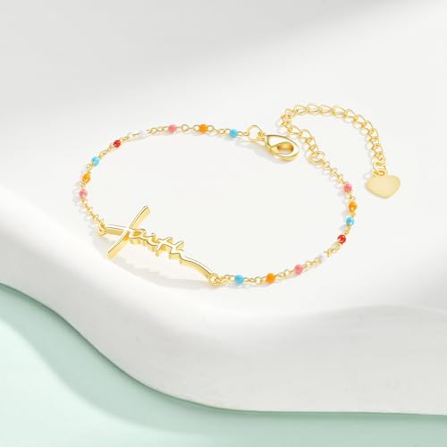 Juvux Faith Cross Bracelet for Women, 14K Gold Plated Christian Jewelry - image 7