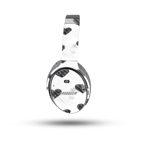 Image of MightySkins Carbon Fiber Skin Compatible with Bose QuietComfort 35 II Headphones - Ink Hearts | Protective, Durable Textured Carbon Fiber Finish | Easy to Apply