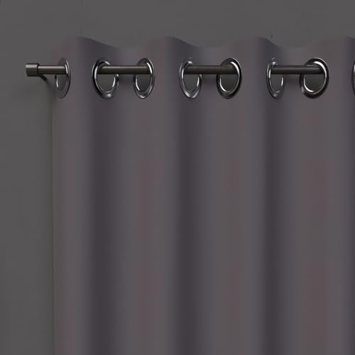 Soleil d'ocre, Occultant Alix Rideau à Oeillets Anthracite, Polyester, 135x180 cm