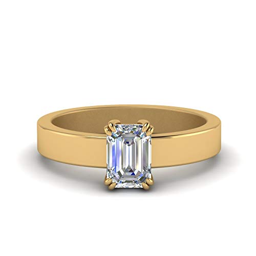 Bague solitaire en émeraude et plaqué or jaune, l'excellence de la joaillerie