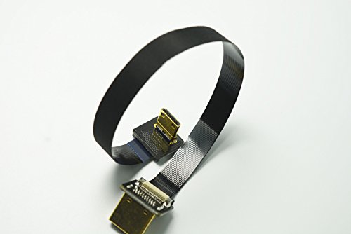 Short Slim Mini Hdmi Flat Hdmi Fpv Hdmi Fpc Hdmi Cable Mini Hdmi 90 Degree To Standard Hdmi 90 Up For Brushless Gimbal Handhold Gimbal Dsrl Gimbal Fpv Drone Rig Black 20Cm #TOP3