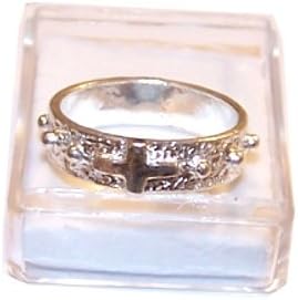 Holylandmarket Rosaries Sterling Silver Finger Rosary Ring (925 Sterling Silver - Glossed - Many Sizes) - American Standard Ring Sizes are Listed