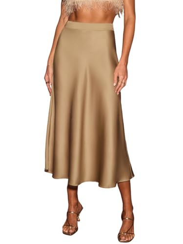 Jupe midi en satin CUPSHE jupe fluide taille haute pour femme mode été