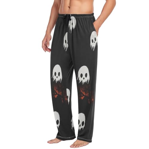 Men's Pajama Pants Spooky Ghosts Halloween Sleep Pajama Lounge Pant with Pockets, Elastic Waistband4