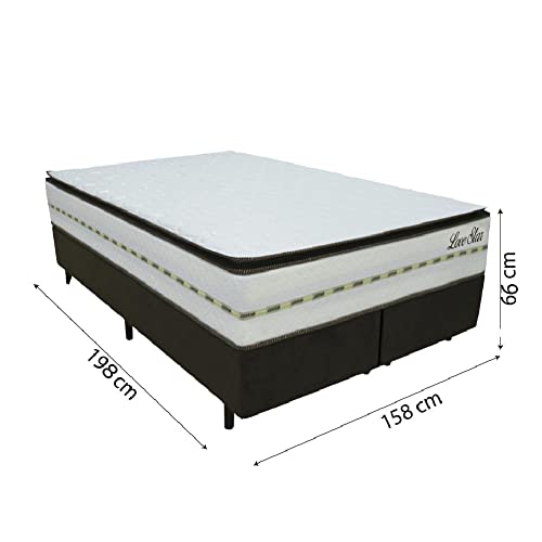Cama Box Casal Queen Colchão Molas Ensacadas Pillow Top Love Star Gazin 158x198x66cm Branco/Marrom -