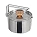 AMbAyZ Bollitore Campeggio 1 Litro, Bollitore Cucina in Acciaio Inossidabile Bollitore Ultraleggero, Pentola Campeggio Compatta, Coperchio per Teiera Portatile per Picnic All'aperto,Argento