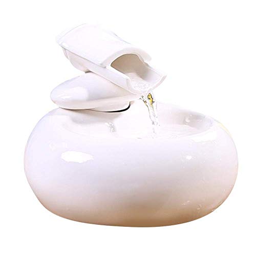 Bebedero Gatos Fuentes de Agua para Gatos, 1.5 L Fuente de Gato, Fuente de cerámica para Mascotas con Bomba silenciosa para Perros y Gatos Fuente de Agua para Mascotas con Filtro (Color : White) Cover