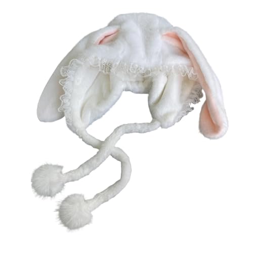 Bonnet lapin enfant pour le ski et l'école avec cache-oreilles en peluche
