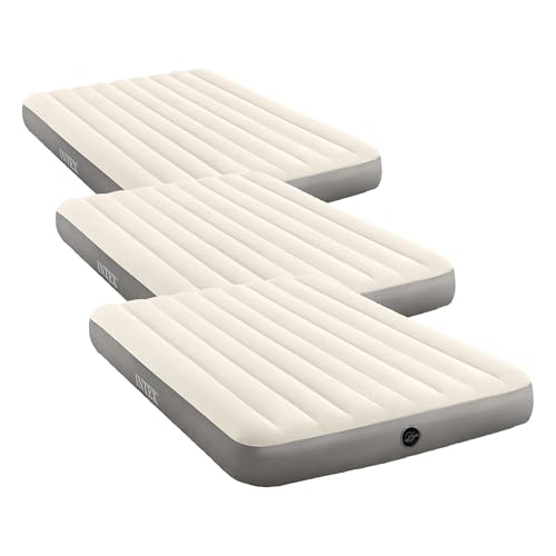 Image of Intex Dura-Beam Standard Air Mattress, Queen, Fiber-Tech | 10in Height | 600lb Capacity | Pump Sold Separately | Pack of 3