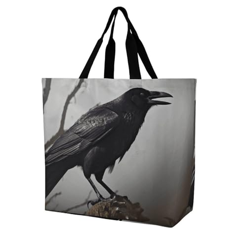 Sac de courses léger et robuste Crow Birds parfait pour les journées de plage et le camping