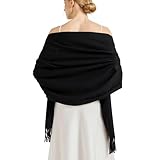 Ciormis Women's Pashmina Scarf, Shawls and Wraps for Evening Dress Bridesmaid Wedding Bridal Winter Soft Warm Scarves(Black)