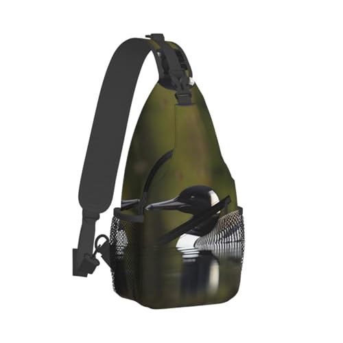 Morrales Urbanos Negro Loon Nature Bird Print Sling Bag miniatura 2