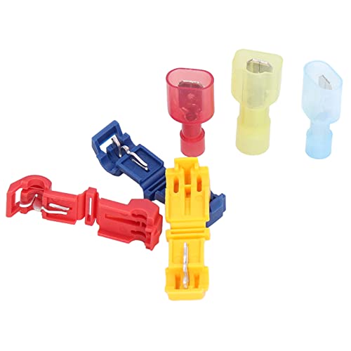WOOXGEHM Terminal Kit, T Wire Splice Connector, Self Stripping Quick Splicing Wire Terminals with Nylon Fully Insulated Male Spade Disconnect Kit with Storage Case, 60 PCS/30 Pairs