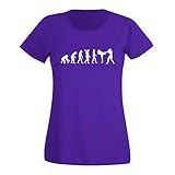 T-Shirt Evolution Kickboxen Kampfsport Karate Boxen MMA 15 Farben Damen XS - 3XL Kampfkunst Muay Thai Jiu Jitsu Taekwondo Cage-Fight, Größe:XL, Farbe:lila - Logo Weiss