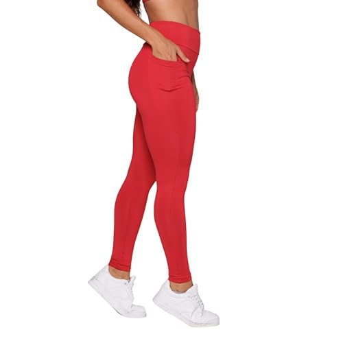Conjunto Feminino Academia Calça Legging com Bolso Top Decote V Lisa Coleção Essential Lot Fitness (