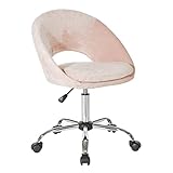 OSP Home Furnishings Milo Modern Chic - Silla de oficina acolchada de altura ajustable, terciopelo de microfibra rosa rubor