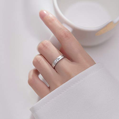 Lovely Cat His & Hers Couple Rings S925 Sterling Silver Adjustable Anniversary Promise Wedding Ring Engagement Finger Bands Endless Love Matching Ring Set Jewelry Gifts for Women Men3