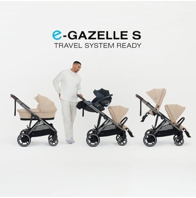 e-Gazelle S Stroller + Gazelle Cot Bundle -Taupe Frame/Almond Beige — view 10