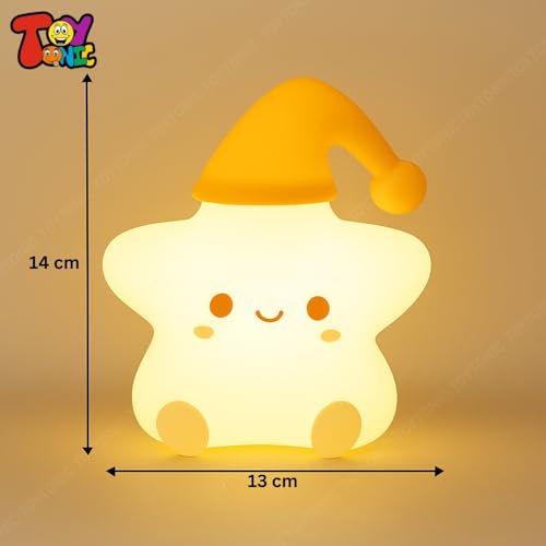 Image of TOYTONIC Silicone Star Night Lamp | USB Rechargeable 7-Color LED with Touch Control | Dimmable Bedside Nightlight for Kids Bedroom, Baby Nursery, Room Decor & Diwali Gift