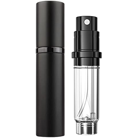 Travel Perfume Bottle, Travelofo Mini Perfume Atomiser Spray Bottle, 5ml Small Perfume Dispenser Holder, Portable Perfume Refillable Bottle for Man and Woman (Black) Cover