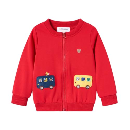 Image of Mud Kingdom Toddler Boys Zipper Outerwear with Cute Cartoon Embroidery Spring Autumn Red 2T