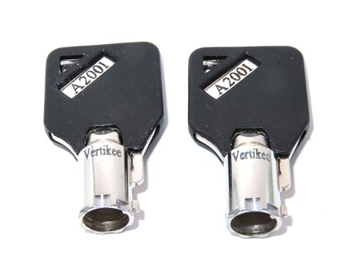 Vertikee A2001 Keys Milwaukee & Steel Glide Tool Box Tool Chest Keys, Cut A2001 Replacement Keys With Black Caps (TM) A2001 Numbered Keys Cut To Factory specifications