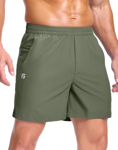 Image of GGJ Men's Lightweight Athletic Shorts with 2 Zipper Pockets 7 inch /9 inch /5 inch Gym Workout Running Quick Dry Tennis Shorts for Men